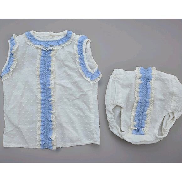 Spanish Baby Girls Outfit Set‎ Cream and Blue Size 3mos - Picture 1 of 6